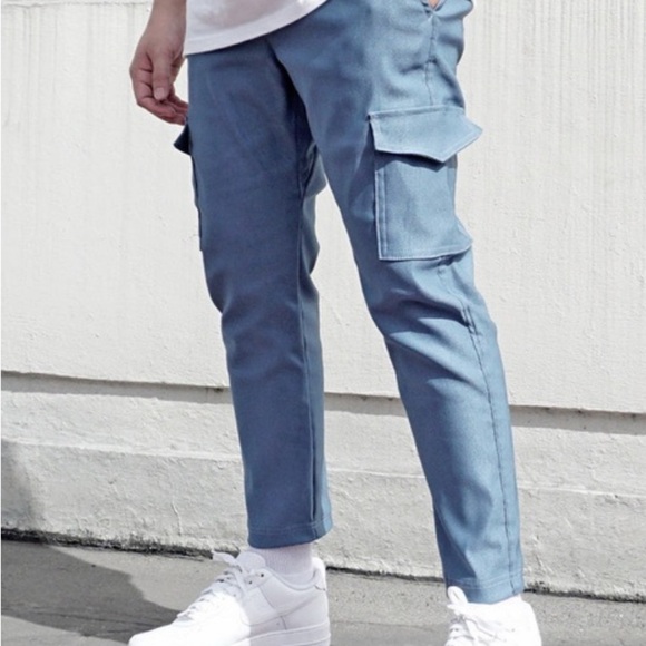 Men's Blue Cargo Pants - Picture 1 of 11